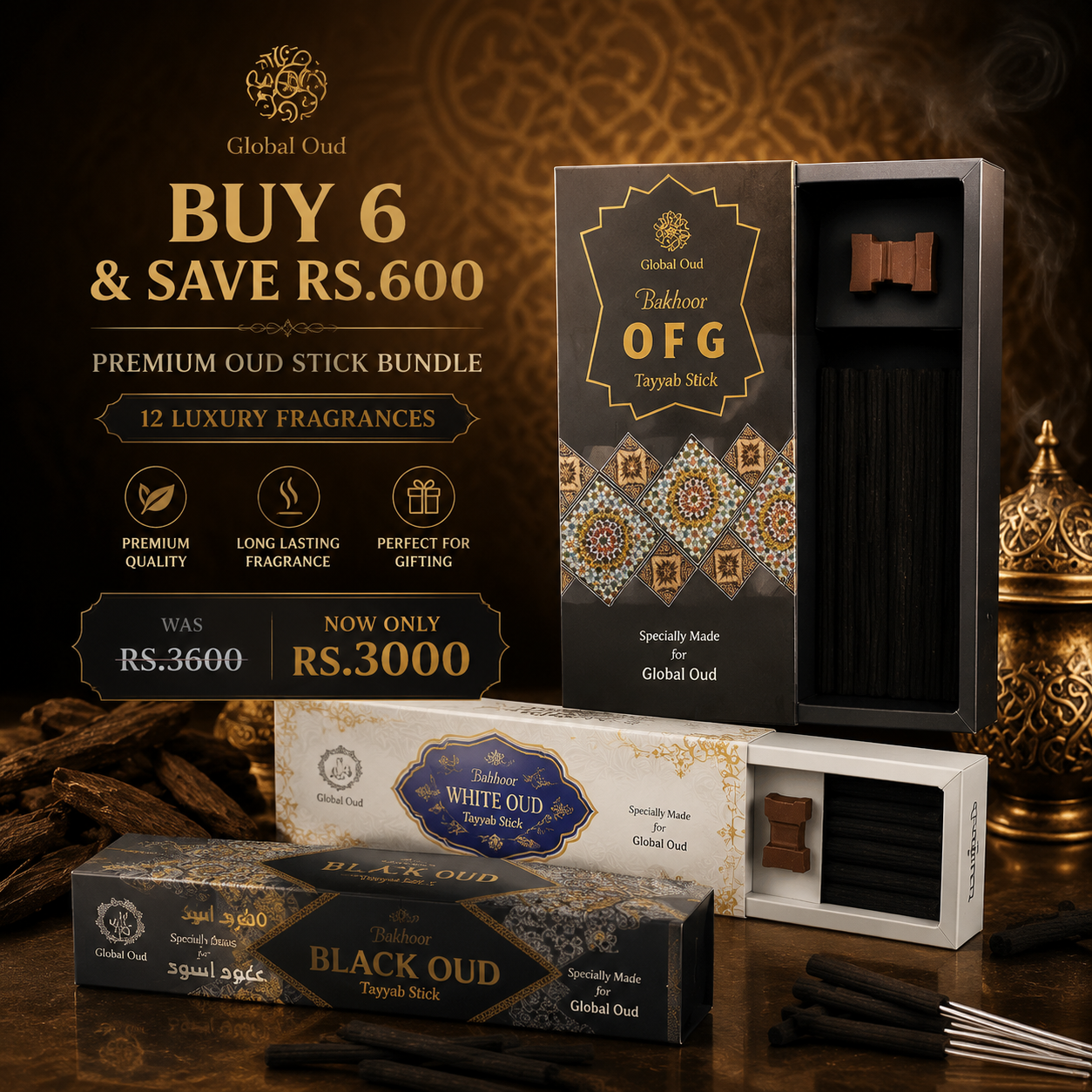Buy Any 6 Items & Save Rs. 600 – Premium Oud Stick Bundle